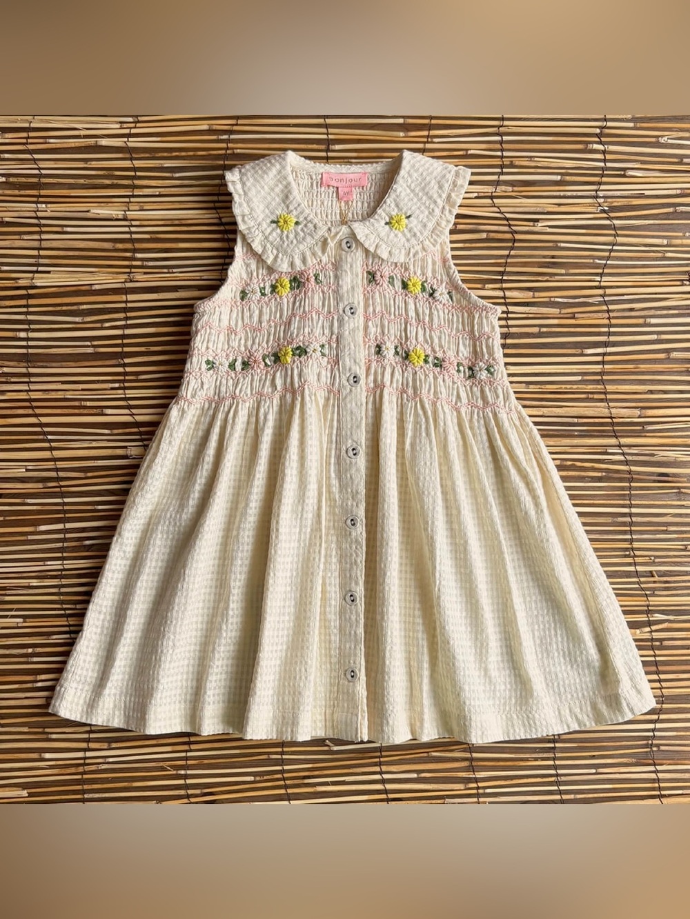 Bonjour Ibiza Top in Ivory Seersucker sz 6